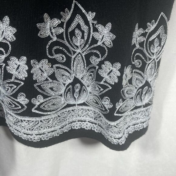 NANETTE LEPORE black white floral embroidery merino wool long sleeve dress XS - Picture 11 of 15